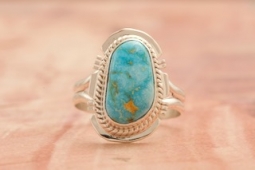 Genuine Kingman Turquoise Sterling Silver Native American Ring